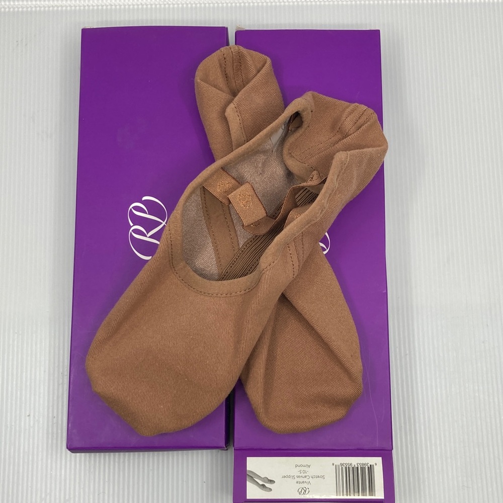 2 Pair NWT Vivante Russian Pointe Stretch Canvas Slippers Size 10.5 Almond